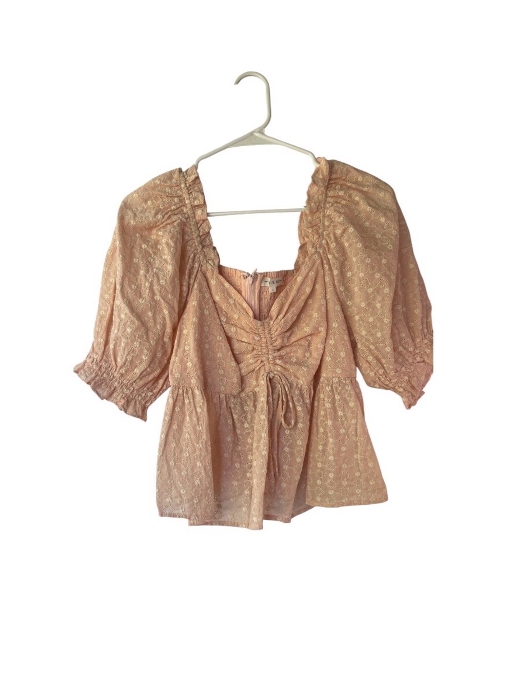 Free The Roses Pink Ruched Peplum Top - Picture 4 of 5
